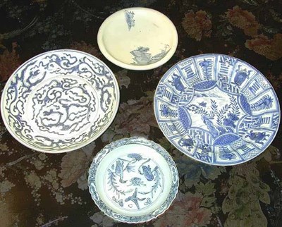 Lot 247 - Four Chinese Blue and White Small Dishes with...