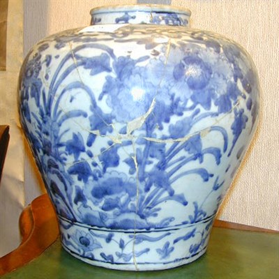 Lot 232 - Chinese Blue and White Baluster Jar Decorated...