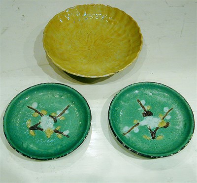 Lot 193 - Pair of Chinese Three-Color Dishes and a...