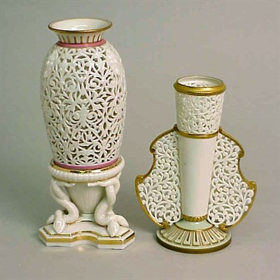 Lot 813 - English Porcelain Vase on Stand Of baluster...