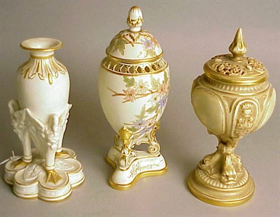 Lot 827 - Group of Four Royal Worcester Gilt-Decorated...