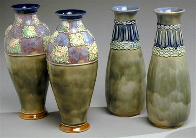 Lot 241 - Pair of Royal Doulton Pottery Vases Each of...