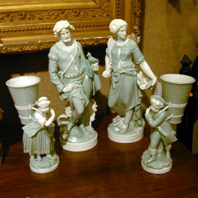Lot 894 - Two Minton Porcelain Figural Vases Each...