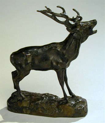 Lot 729 - Bronze Figure Stag Braying After a model by...