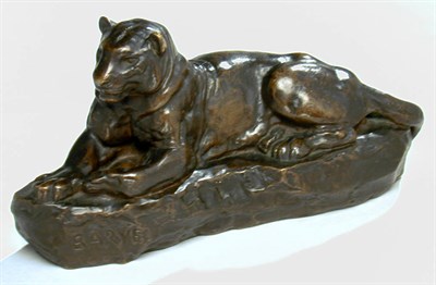 Lot 730 - Bronze Figure Reclining Panther After a model...