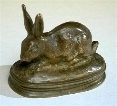 Lot 725 - Bronze Figure Rabbit with Ears Erect After a...