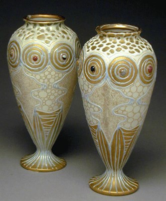 Lot 261 - Pair of Amphora Pottery Vases Each of footed...