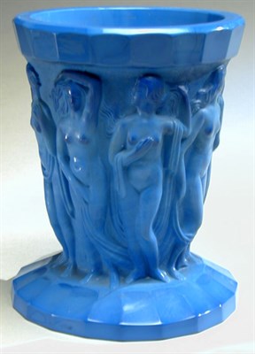 Lot 300 - Art Deco Molded Glass Vase Of cylindrical form,...
