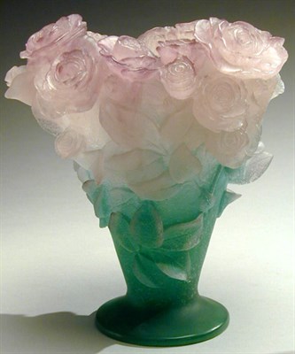 Lot 302 - Daum Nancy Pate de Verre Vase Of flaring form,...