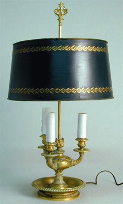 Lot 596 - Empire Style Gilt-Metal Bouillotte Lamp The...