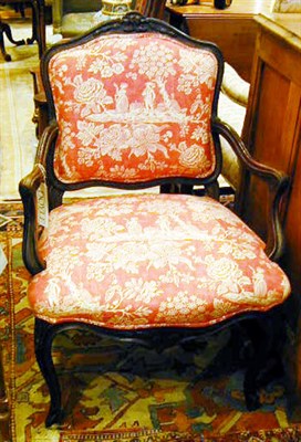 Lot 386 - Pair of Louis XV Walnut Armchairs Each floral...