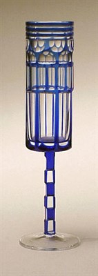 Lot 276 - Moser Glass Champagne Flute In cobalt cut to...