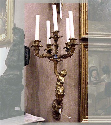 Lot 517 - Pair of Rococo Style Gilt-Bronze Five-Light...