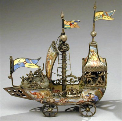 Lot 400 - Viennese Enamel Nef Realistically modeled and...