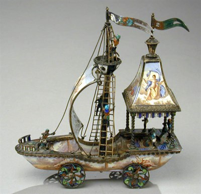 Lot 402 - Viennese Enamel Nef Realistically modeled and...