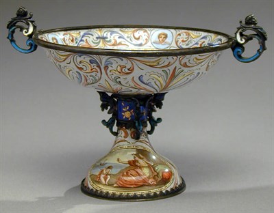 Lot 408 - Viennese Enamel Tazza With figural champleve...