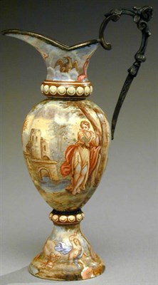 Lot 407 - Viennese Enamel Ewer Of ovoid form, decorated...
