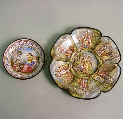 Lot 427 - Two Viennese Enamel Dishes Each with...