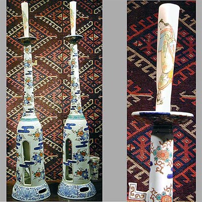 Lot 282A - Pair of Imari Porcelain Candle Stands Probably...