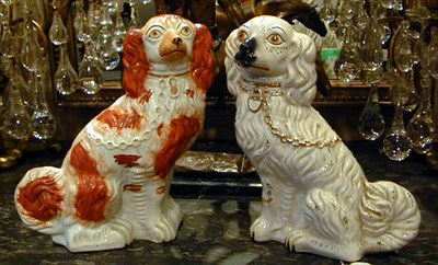 Lot 495A - Two Staffordshire Pottery Spaniels