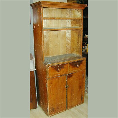 Lot 125 - American Painted Pine Step-Back Cabinet In red,...