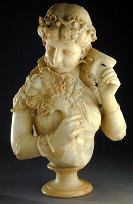 Lot 408 - Carved Alabaster Bust Depicting a woman with a...