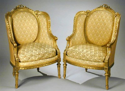 Lot 677 - Pair of Louis XVI Style Gilt Carved Wood...