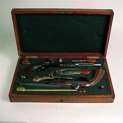Lot 673 - Pair of French Percussion Lock Target Pistols...
