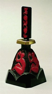 Lot 129 - Art Deco Molded Glass Perfume Of pyramidal...