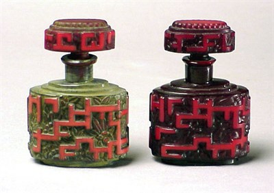 Lot 125 - Two Art Deco Molded Glass Perfumes Each of...