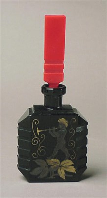Lot 126 - Art Deco Molded Glass Perfume Decorated in...