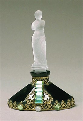 Lot 128 - Art Deco Molded Glass Perfume The black base...