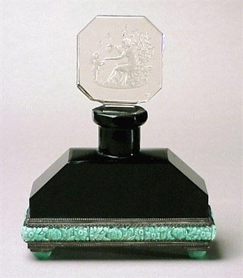 Lot 122 - Art Deco Molded Glass Perfume The black base...