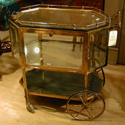 Lot 681 - Brass Serving Cart Of shaped rectangular form,...