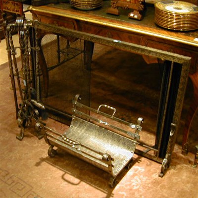 Lot 213 - Art Deco Wrought-Iron Fireplace Suite...