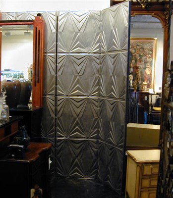 Lot 693A - Set of Four Art Deco Tin Two-Panel Screens