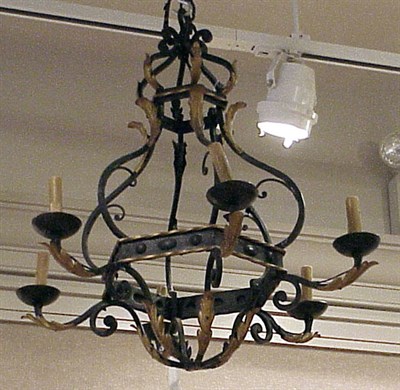 Lot 444 - Renaissance Revival Painted Metal Six-Light...