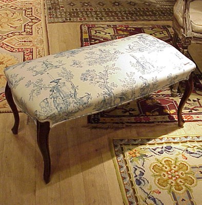 Lot 301 - Louis XV Style Fruitwood Upholstered Bench