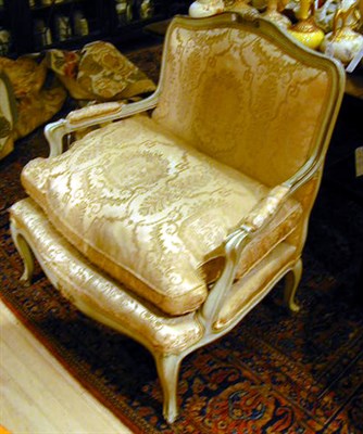 Lot 589 - Pair of Louis XV Style Painted and Gilt Carved...