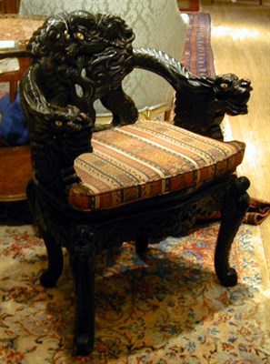 Lot 573 - Pair of Chinese Carved Wood Armchairs Each...