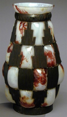 Lot 286 - Schneider Glass and Wrought Iron Vase Of tall...