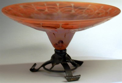 Lot 279 - Le Verre Francais Glass and Wrought Iron Bowl...