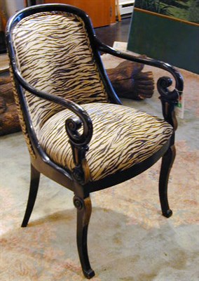 Lot 657 - Pair of Empire Style Painted and Upholstered...