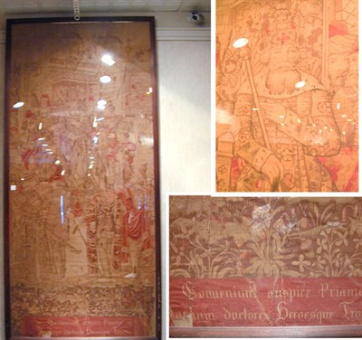 Lot 592 - Pair of Framed Linen Tapestry Cartoons Each in...