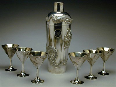Lot 313 - Chinese Silver Martini Set Comprising a...
