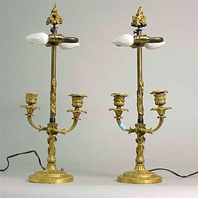 Lot 462 - Pair of Louis XVI Style Gilt-Bronze Two-Light...