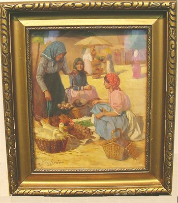 Lot 11 - Erno (Felic Zolcza) Nagy b. 1886 MARKET SCENE...