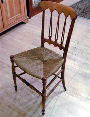 Lot 214 - Set of Five Victorian Maple Rush Seat Chairs