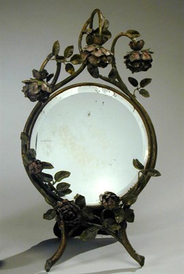 Lot 748 - Painted Brass Table Mirror Of circular form,...