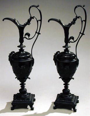 Lot 600 - Pair of Renaissance Revival Bronze Ewers Each...